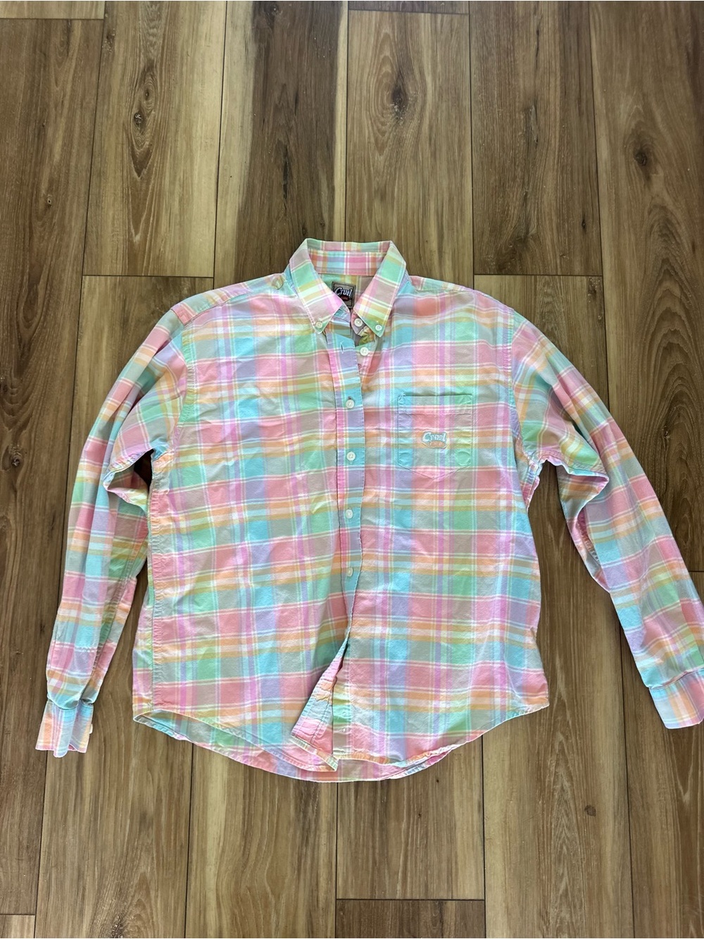 Cruel girl women’s Pastel Plaid western Button-Down Shirt size large